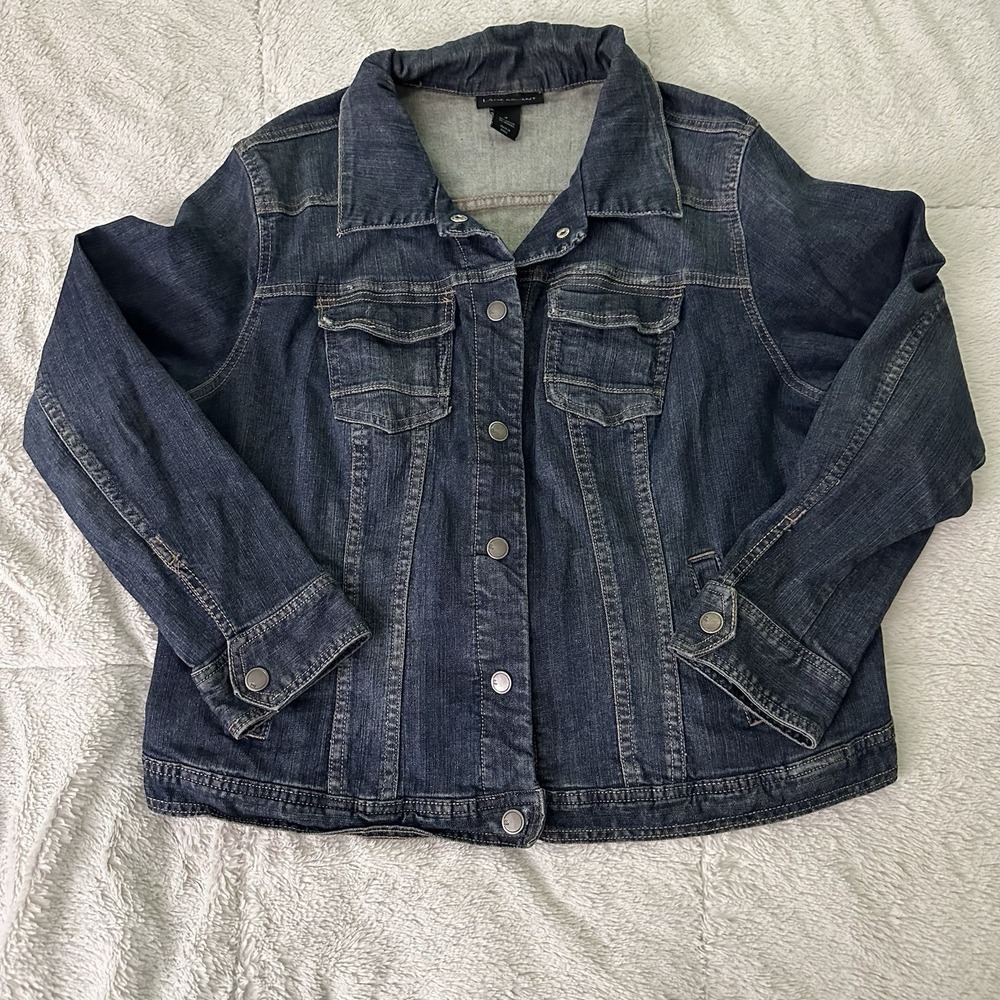 Lane Bryant Denim Blue Jean Jacket Size 18 Metal Buttons